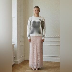 Parisienne Chic Striped Sweater with Embroidered Dog